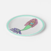 Regenbogen Meerjungfrau rosa lila grünes Schwarz, Pappteller (Schrägansicht)
