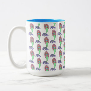 Regenbogen Meerjungfrau rosa lila grünes Schwarz, Zweifarbige Tasse