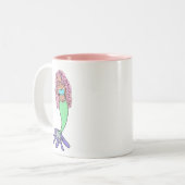 Regenbogen Meerjungfrau rosa lila grünes Schwarz, Zweifarbige Tasse (Vorderseite Links)