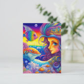 Regenbogen-Meerjungfrau und Fisch im Ozean Postkarte (Stehend Vorderseite)