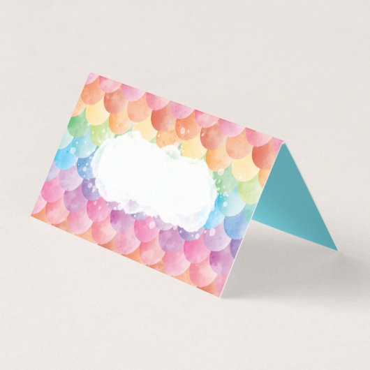 Regenbogen-Meerjungfrauwatercolor-Platzkarten Visitenkarten (Vorderseite)