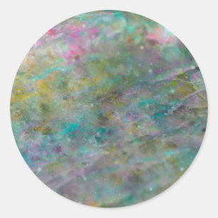 Regenbogen-Mehrfarbiger Kristallgestein Murmel Runder Aufkleber