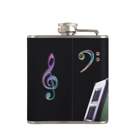 Regenbogen merkt Monogramm-E-Gitarren-Flasche Flachmann (Rückseite)