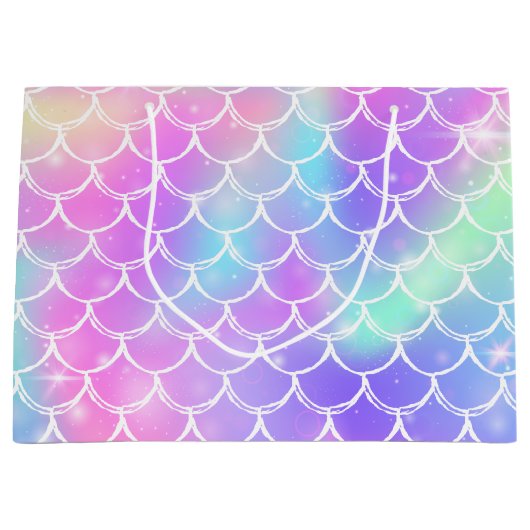 Regenbogen-Mermaid-Scales Große Geschenktüte (Vorderseite)