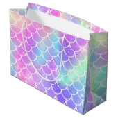 Regenbogen-Mermaid-Scales Große Geschenktüte (Rückseite Schrägansicht)