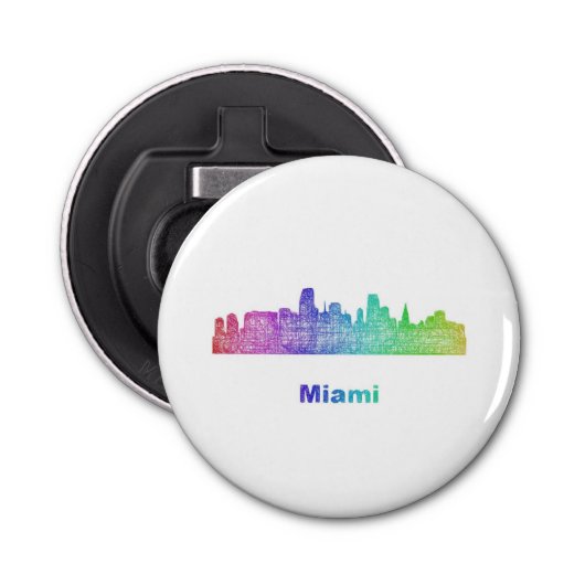 Regenbogen-Miami-Skyline Flaschenöffner (Vorderseite)