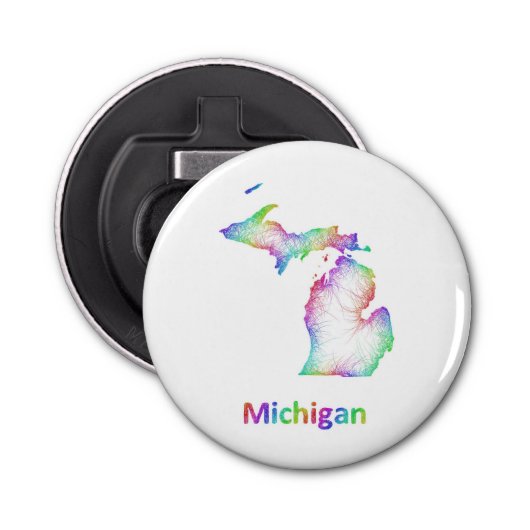 Regenbogen-Michigan-Karte Flaschenöffner (Vorderseite)