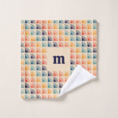 Regenbogen-Mid-Century-Modern-Pattern-Monogramm Badhandtuch Set (Waschlappen)