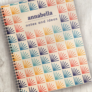 Regenbogen-Mid-Century-Modern-Pattern-Monogramm Notizblock