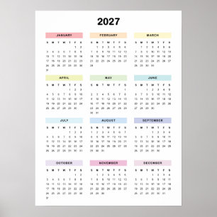 Regenbogen-Minimalist-2027-Kalenderposter Poster