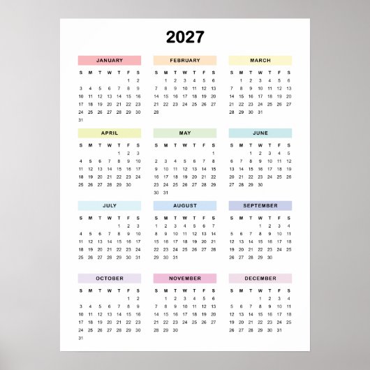 Regenbogen-Minimalist-2027-Kalenderposter Poster (Vorne)