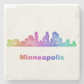 Regenbogen-Minneapolis-Skyline Steinuntersetzer (Vorderseite)