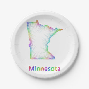 Regenbogen-Minnesota-Karte Pappteller