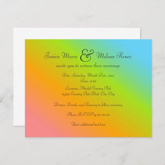 Regenbogen-Mischung - Sie werden eingeladen Einladung (Vorne/Hinten)