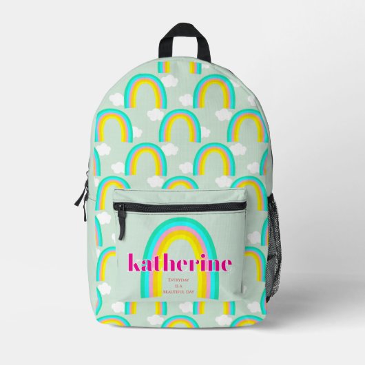 Regenbogen mit blauer Wolke Bedruckter Rucksack (Vorderseite)