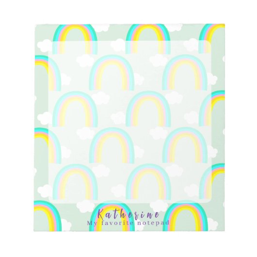 Regenbogen mit blauer Wolke Notizblock (Vorderseite)