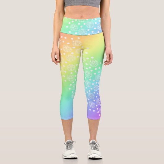 Regenbogen mit Circles Capri Leggings (Vorderseite)