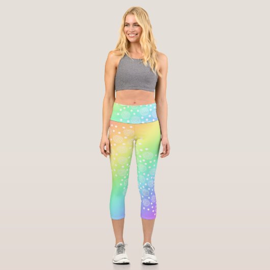 Regenbogen mit Circles Capri Leggings (Vorderseite)