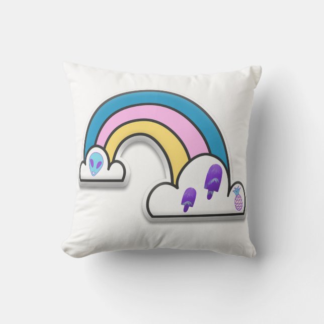 Regenbogen mit Clouds Illustration Kissen (Vorderseite)