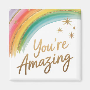 Regenbogen mit goldenem Glitter und "Du bist großa Magnet