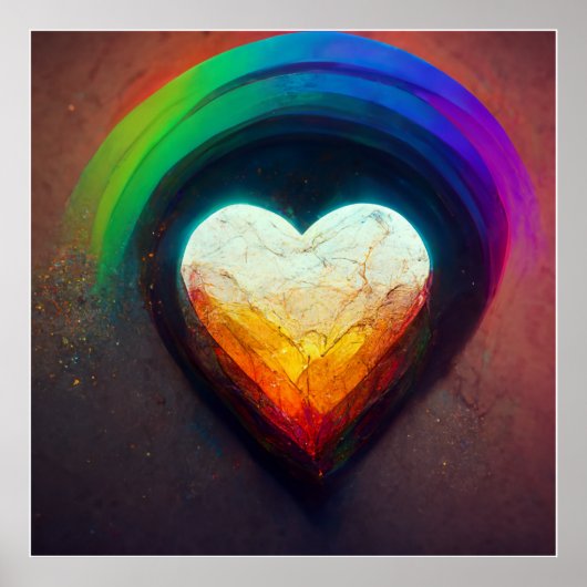Regenbogen mit Herz Poster (Vorne)