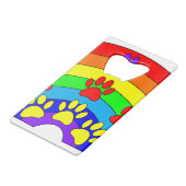 Regenbogen mit Hundeschraube Geldbeutel Flaschenöffner (Vorderseite Schrägansicht)