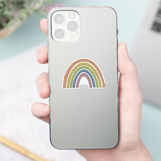 Regenbogen mit Imitaten Rustikale Papiertextur Aufkleber (Telefon)