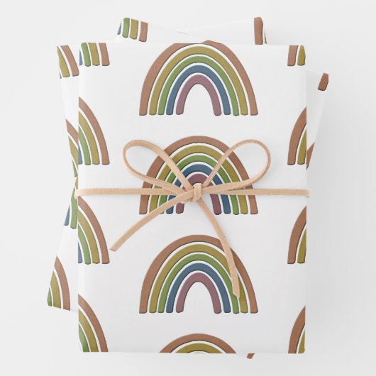 Regenbogen mit Imitaten Rustikale Papiertextur Geschenkpapier Set (Beispiel)