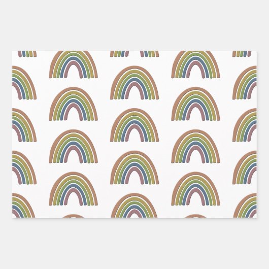 Regenbogen mit Imitaten Rustikale Papiertextur Geschenkpapier Set (Vorderseite)