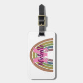 Regenbogen mit Imitaten Rustikale Papiertextur Ind Gepäckanhänger (Vorderseite vertikal)