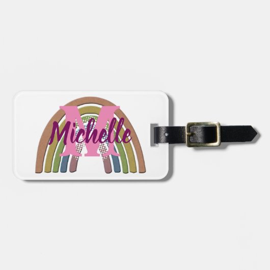 Regenbogen mit Imitaten Rustikale Papiertextur Ind Gepäckanhänger (Vorderseite horizontal)