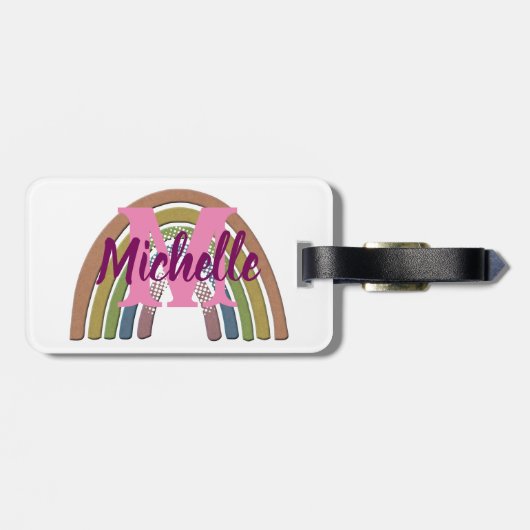 Regenbogen mit Imitaten Rustikale Papiertextur Ind Gepäckanhänger (Rückseite horizontal)