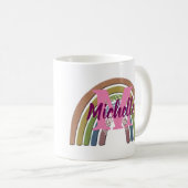 Regenbogen mit Imitaten Rustikale Papiertextur Ind Kaffeetasse (VorderseiteRechts)