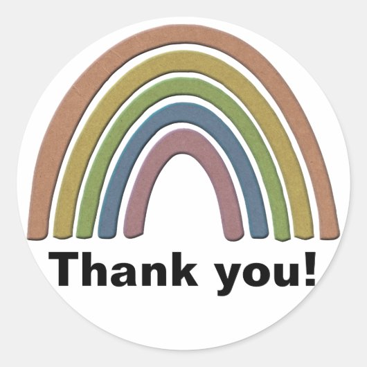 Regenbogen mit Imitaten Rustikale Papiertextur Runder Aufkleber (Vorderseite)