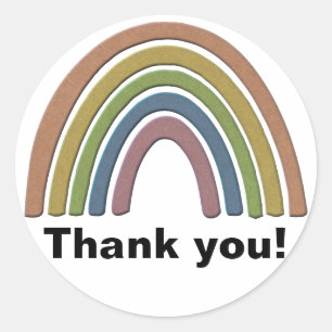 Regenbogen mit Imitaten Rustikale Papiertextur Runder Aufkleber