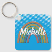 Regenbogen mit Imitaten Rustikale Papiertextur Schlüsselanhänger (Vorderseite)