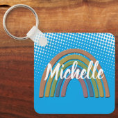 Regenbogen mit Imitaten Rustikale Papiertextur Schlüsselanhänger (Vorderseite)