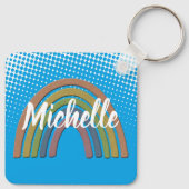 Regenbogen mit Imitaten Rustikale Papiertextur Schlüsselanhänger (Rückseite)
