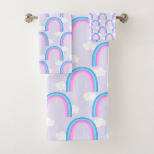 Regenbogen mit lila Wolke Badhandtuch Set (Insitu)