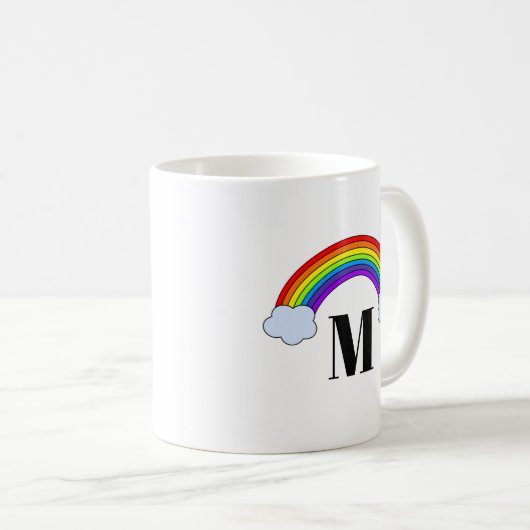 Regenbogen mit Monogramm-Initiale Kaffeetasse (VorderseiteRechts)