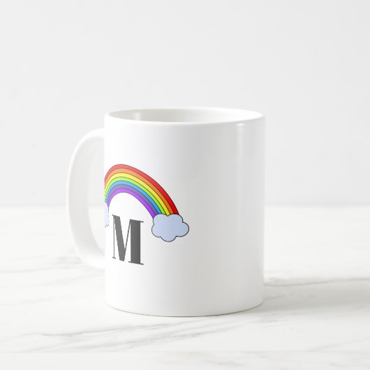 Regenbogen mit Monogramm-Initiale Kaffeetasse (Vorderseite Links)