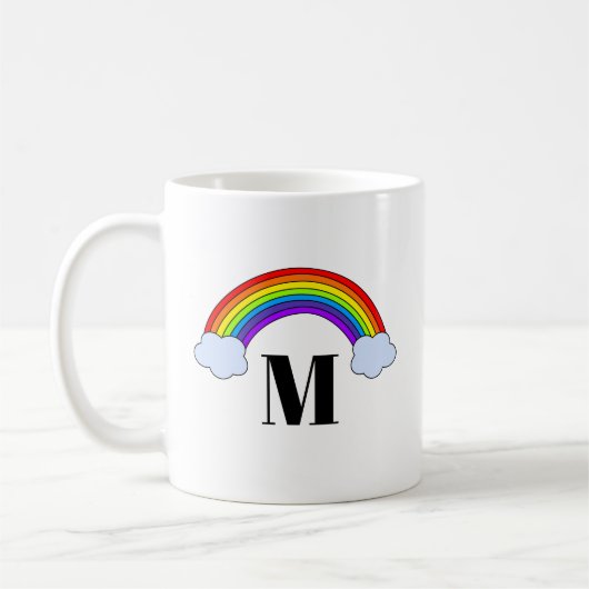 Regenbogen mit Monogramm-Initiale Kaffeetasse (Links)
