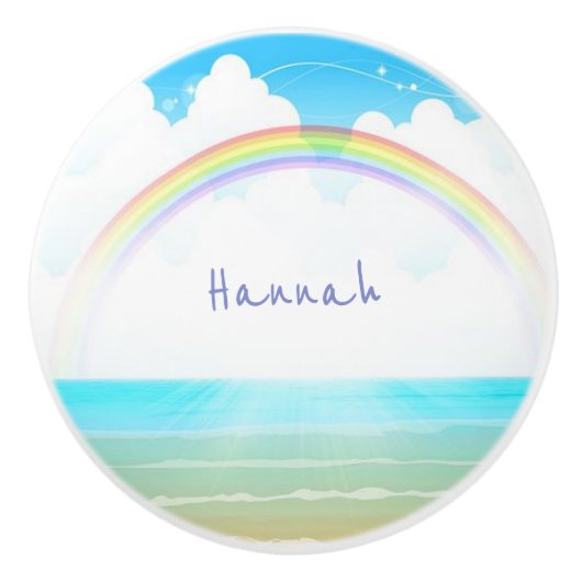 Regenbogen" mit Name Keramikknauf (Vorderseite)