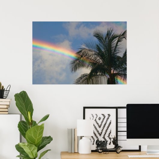 Regenbogen mit Palmenbaum Poster (Heimbüro)