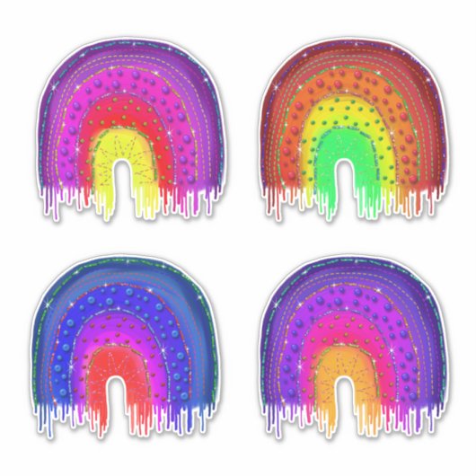 Regenbogen mit Perlen und Stiften Set Aufkleber (Vorderseite)