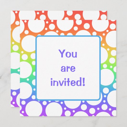 Regenbogen mit Polka Dots Blank Einladung (Vorne/Hinten)