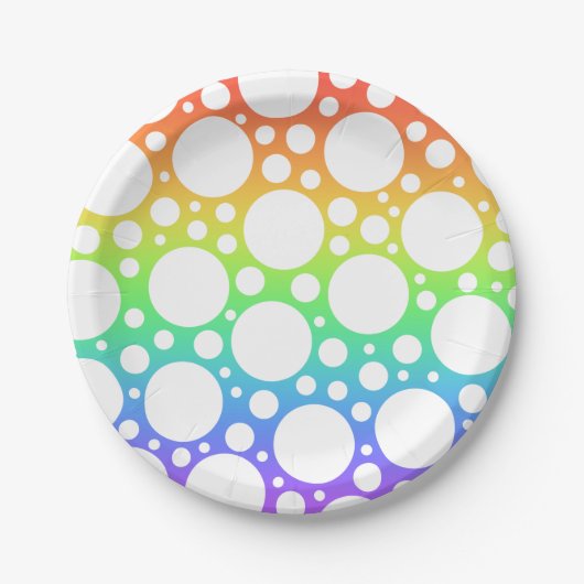 Regenbogen mit Polka Dots Paper Plate Pappteller (Vorderseite)