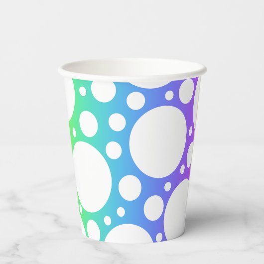 Regenbogen mit Polka Dots Pappbecher (Rückseite)