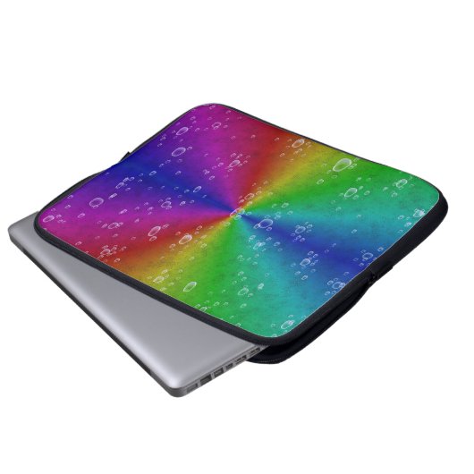 Regenbogen mit Regentropfen auf Elefantenhautoptik Laptopschutzhülle (Vorne Knopf)