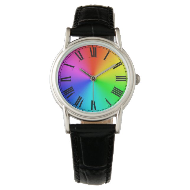 Regenbogen mit römischer Diele Armbanduhr (Vorderseite)